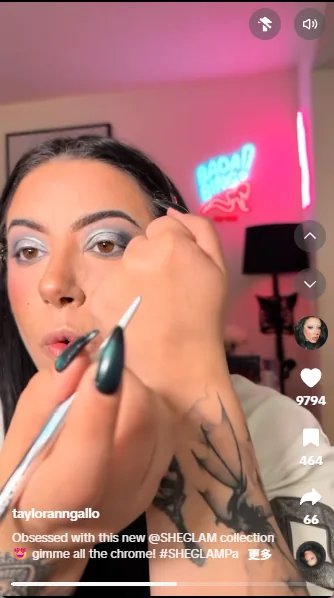 SHEGLAM beauty creator demonstrating makeup on TikTok